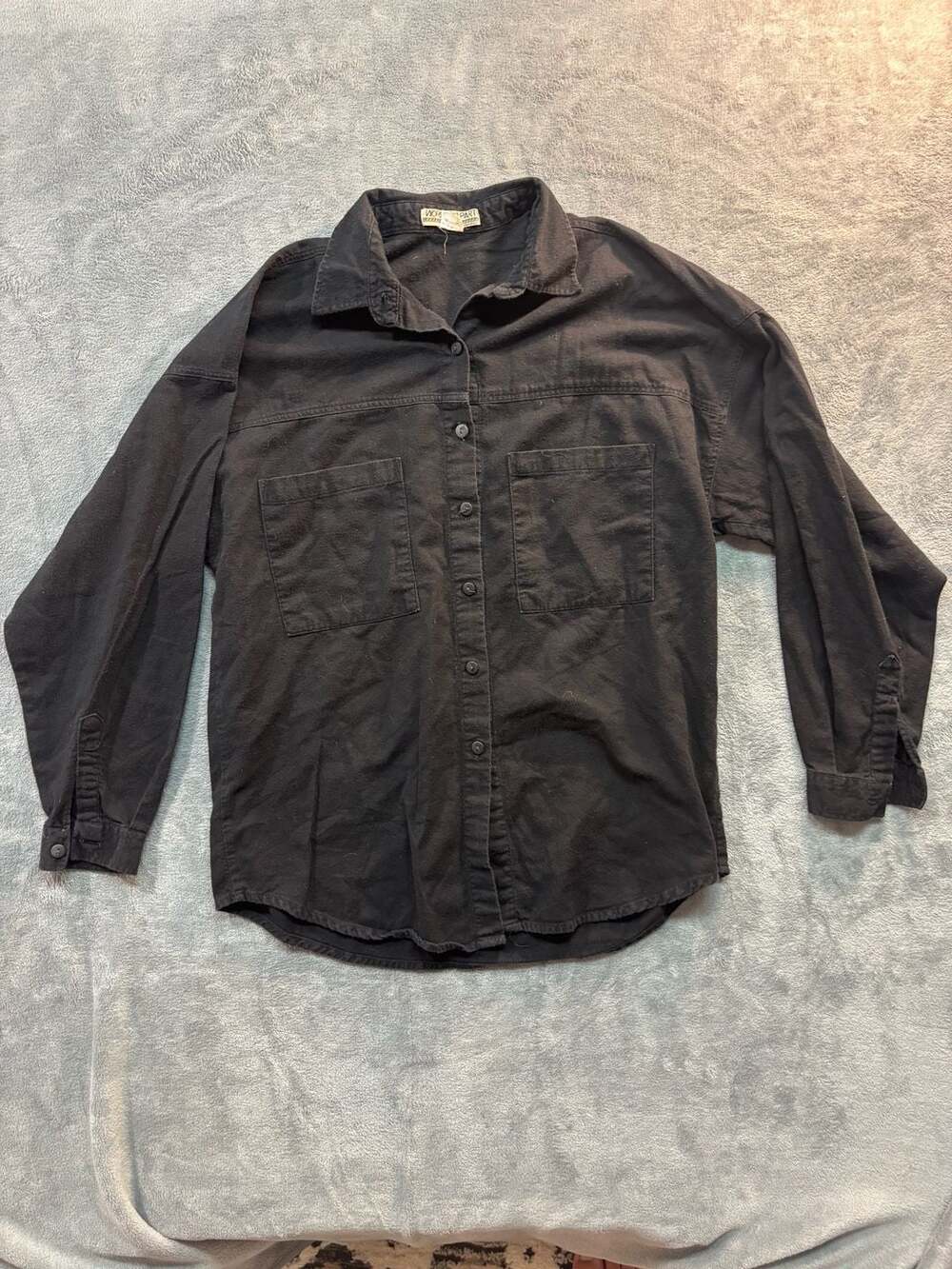 Worlds Apart Vintage Black 100% Cotton Long Sleeve Button-Down Shirt